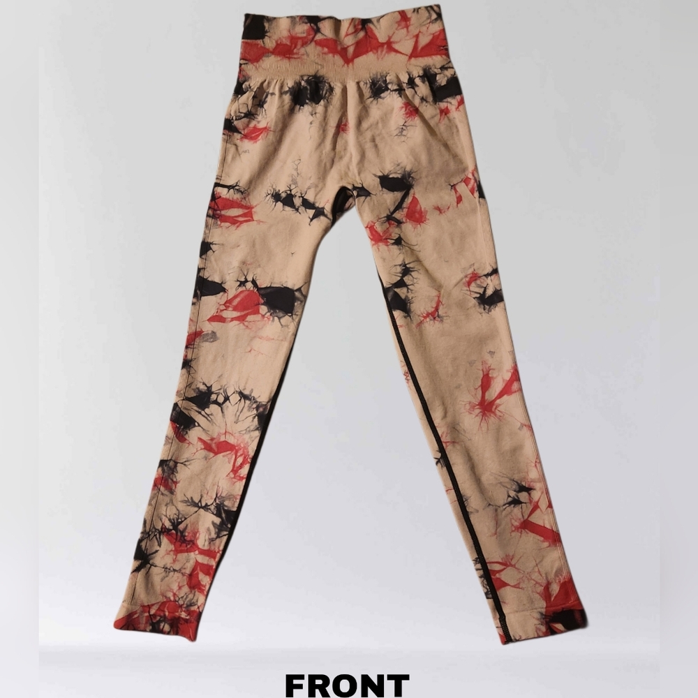 Stylish Tie-Dye Leggings - Black and Pink
